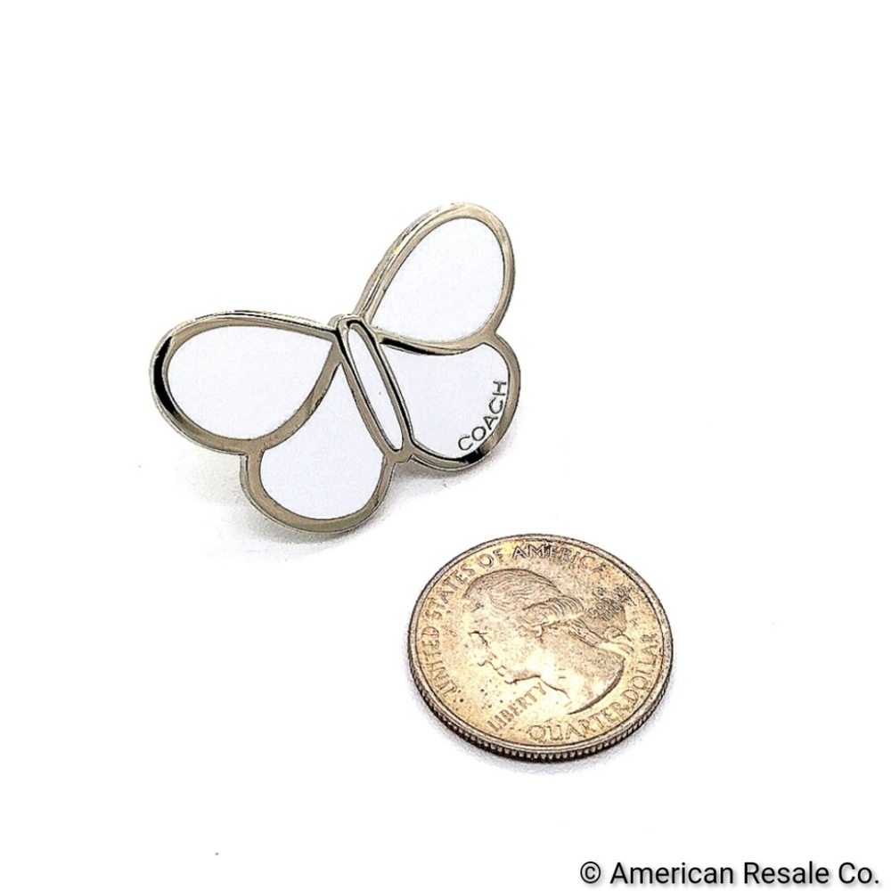 Vintage COACH White Enamel Butterfly Lapel Pin Brooch Purse Backpack Pin Charm - Picture 6 of 6